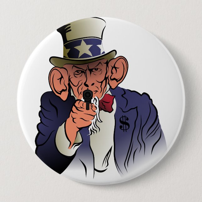 Badge Rond 10 Cm Oncle Sam en couleur (Devant)