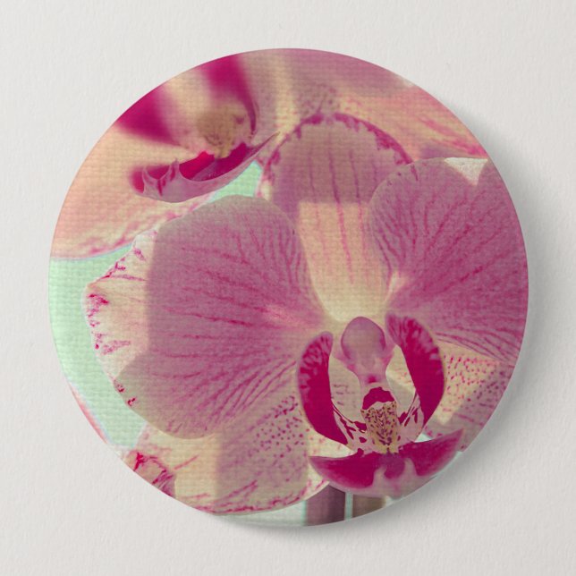 Badge Rond 10 Cm Orchidée rose (Devant)
