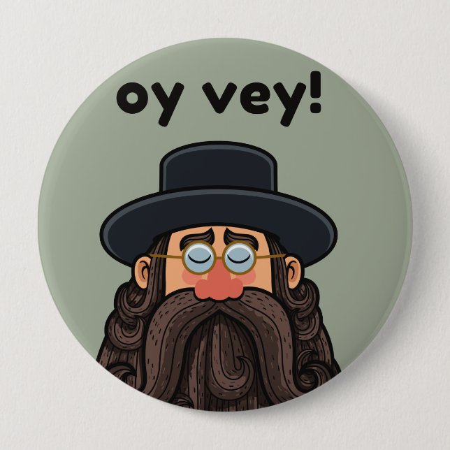 Badge Rond 10 Cm OUI ! Funny RABBI Peronalisé (Devant)