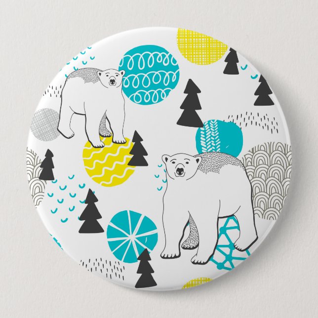 Badge Rond 10 Cm Ours polaire (Devant)
