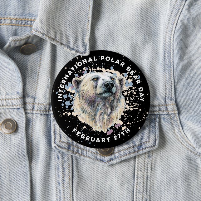 Badge Rond 10 Cm Ours polaire aquarelle (En situation)