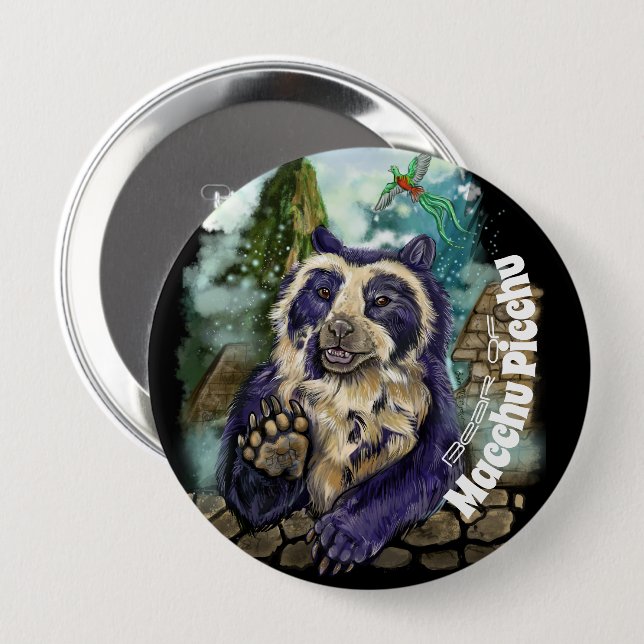 Badge Rond 10 Cm Ours Spectaculaire (Devant & derrière)