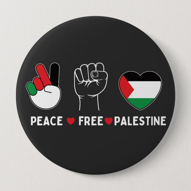 Badge Rond 10 Cm paix amour palestine Liberté Palestinien Gaza Drap (Devant)
