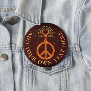 Badge Rond 10 Cm Paix Pour Les Arbres - Coeur D'Énergie Fleurie 1