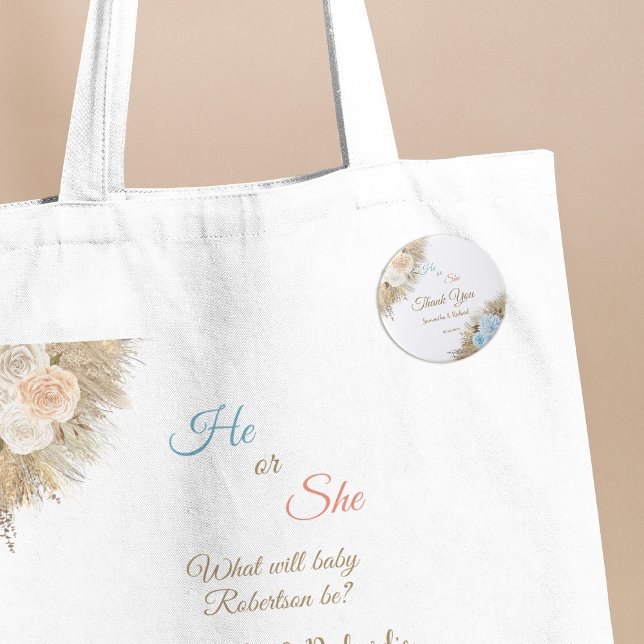 Badge Rond 10 Cm Pampas Grass Floral Genre Revevele Merci de la fêt (Créateur téléchargé)