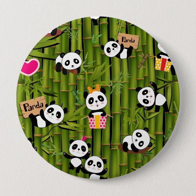 Badge Rond 10 Cm Panda's Pattern 2 (Devant)