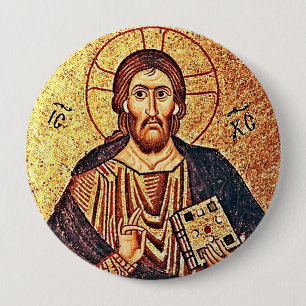 Badge Rond 10 Cm Pantocrate Jésus Christ