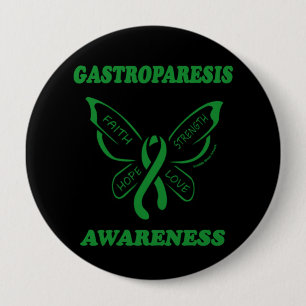 Badge Rond 10 Cm Papillon/Sensibilisation...Gastroparesis