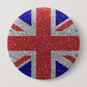 Badge Rond 10 Cm Parties scintillant British Drapeau de Londres UK 