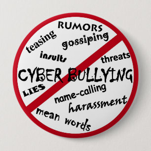 Badge Rond 10 Cm Pas de cyberintimidation, harcèlement, menaces, et