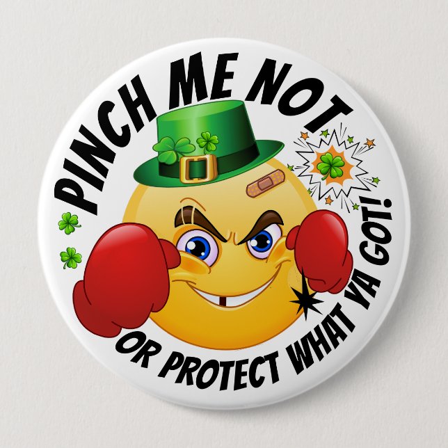 Badge Rond 10 Cm Pas de pinching Bouton St. Patrick's Day (Devant)