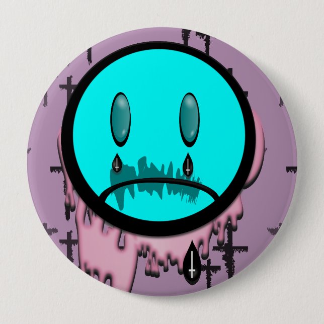 Badge Rond 10 Cm Pastel Goth Pleurer Emoji Pin (Devant)