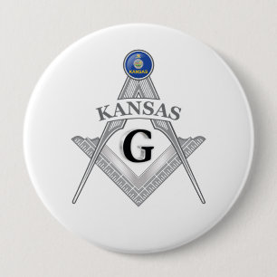 Badge Rond 10 Cm Pavillon de franc-maçonnerie de l'Etat du Kansas