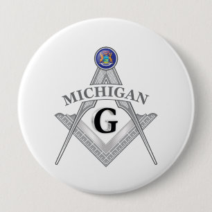 Badge Rond 10 Cm Pavillon de franc-maçonnerie de l'état du Michigan