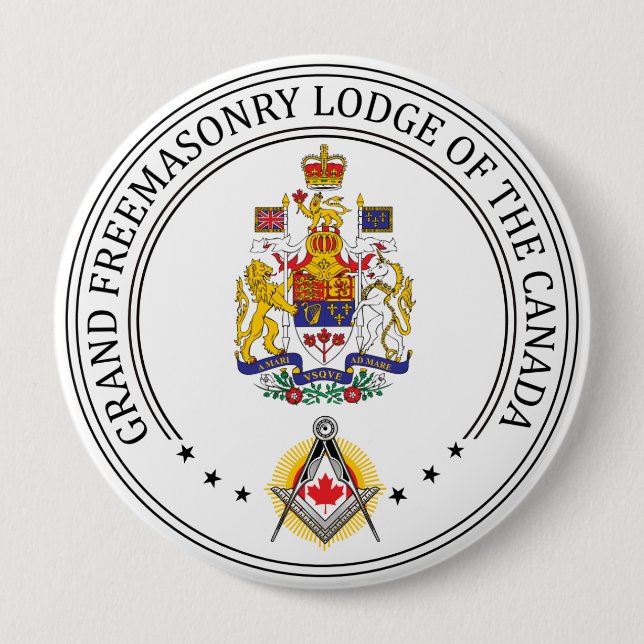 Badge Rond 10 Cm Pavillon de franc-maçonnerie du Canada (Devant)