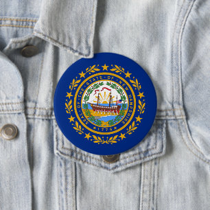 Badge Rond 10 Cm Pavillon d'État du New Hampshire
