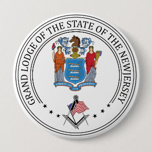 Badge Rond 10 Cm Pavillon franc-maçonnerie de l'Etat du New Jersey