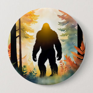 Badge Rond 10 Cm Paysage coloré de Sasquatch en automne