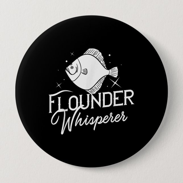 Badge Rond 10 Cm Pêcheur-cadeau de poisson Flounder (Devant)