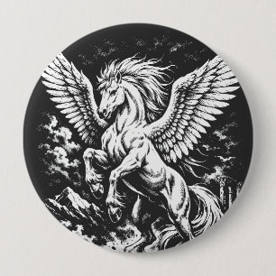Badge Rond 10 Cm Pégase — Héraut ailé de la tempête