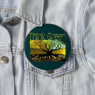 Badge Rond 10 Cm Pensez Vert