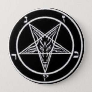 Badge Rond 10 Cm pentagone étoilé satanique