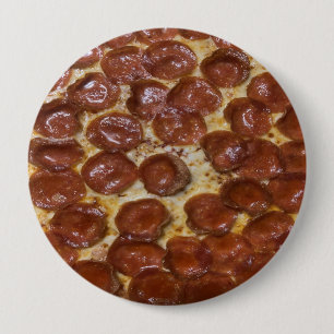 Badge Rond 10 Cm Pepperoni Pizza