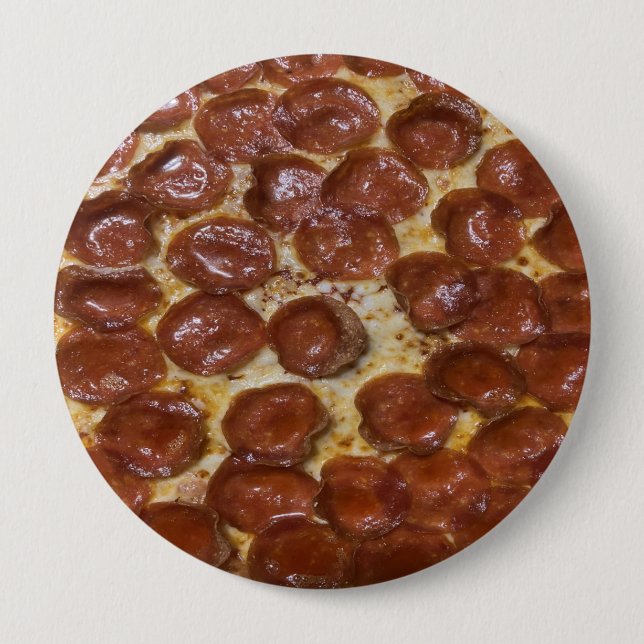 Badge Rond 10 Cm Pepperoni Pizza (Devant)