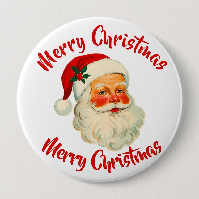 Badge Rond 10 Cm Père Noël Noël  (Devant)
