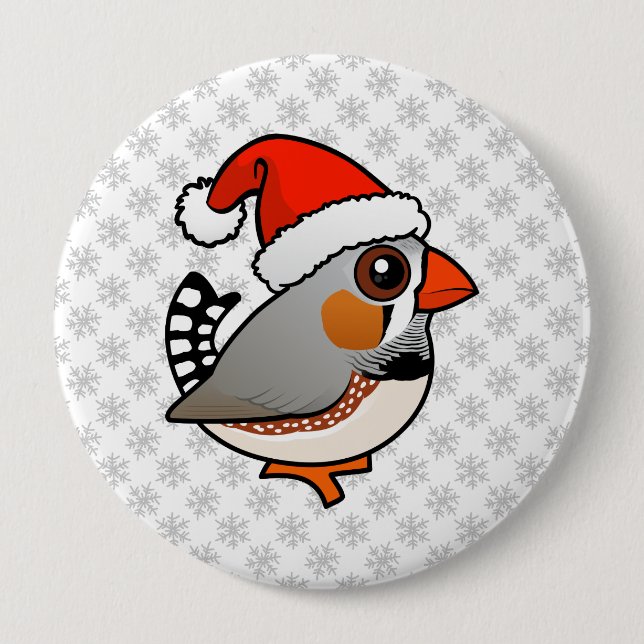 Badge Rond 10 Cm Père Noël Zebra Finch (Devant)