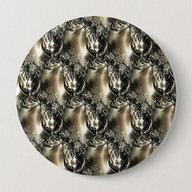 Badge Rond 10 Cm Perles dorées (Devant)
