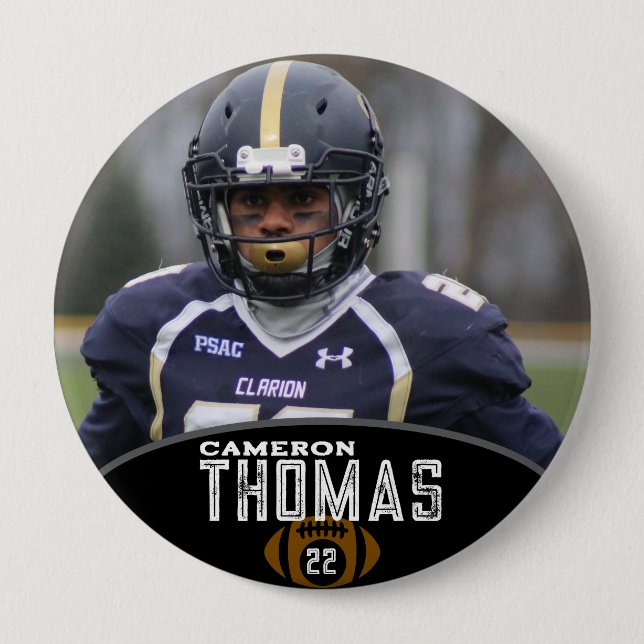 Badge Rond 10 Cm Personalized Picture Football Player Name Number (Devant)