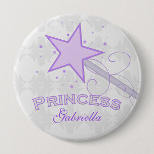 Badge Rond 10 Cm Personnalisé : Princesse pourpre Wand Button