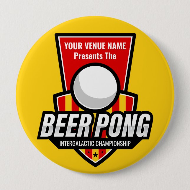 Badge Rond 10 Cm Personnalisez Ce Logo De Bière Pong (Devant)