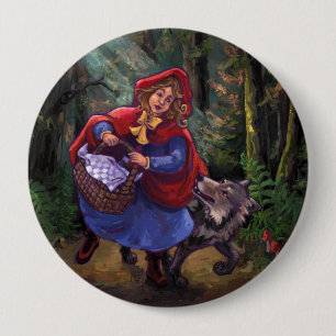 Badge Rond 10 Cm Petit Chaperon Rouge
