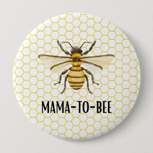 Badge Rond 10 Cm Petite Abeille en Route Fête Prénatale Bébé Jaune