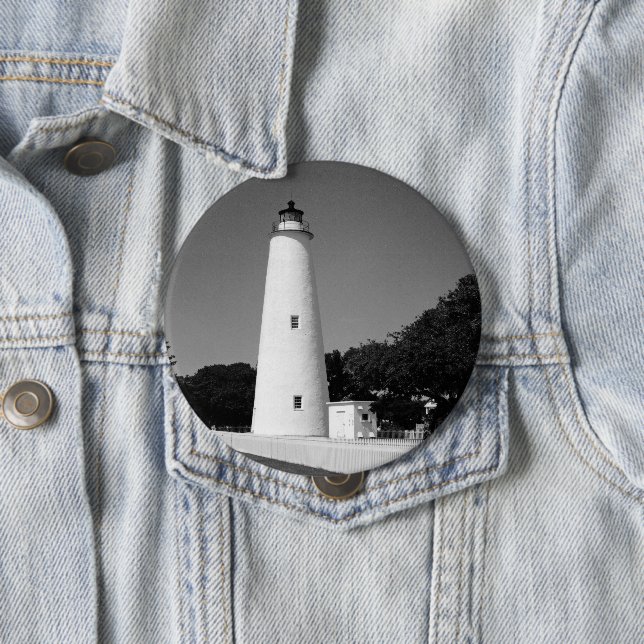 Badge Rond 10 Cm Phare d'Ocracoke (En situation)