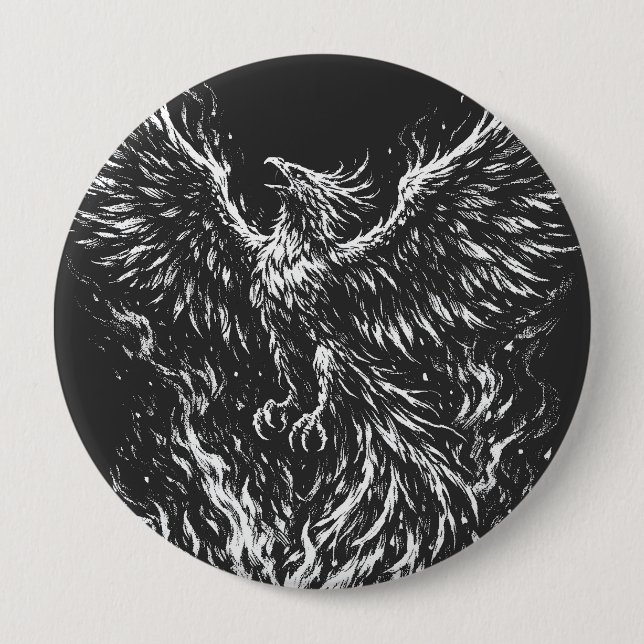Badge Rond 10 Cm Phoenix renaissant des flammes par BurnsInHell (Devant)