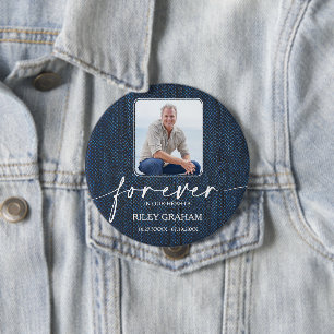 Badge Rond 10 Cm Photo de funérailles Mémorial Hommage Jean Bleu
