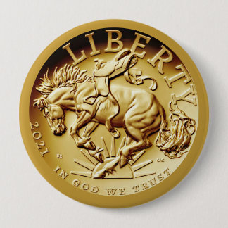 Badge Rond 10 Cm Pièce de cheval de la liberté 