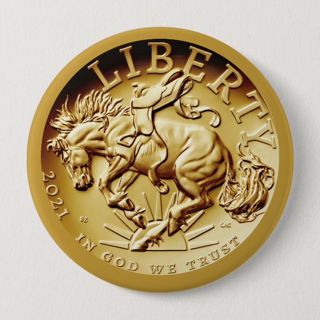 Badge Rond 10 Cm Pièce de cheval de la liberté  (Devant)