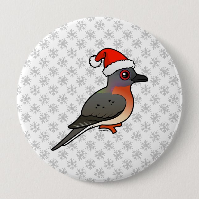 Badge Rond 10 Cm Pigeon Père Noël (Devant)