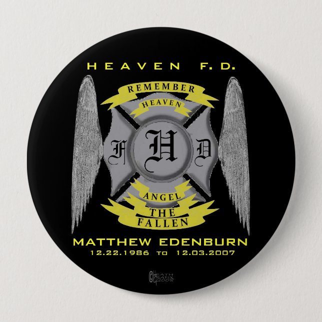 BADGE ROND 10 CM PIN COMMÉMORATIF DE MATTHEW EDENBURN (Devant)