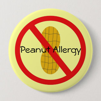 Badge Rond 10 Cm Pin d'allergie d'arachide en jaune
