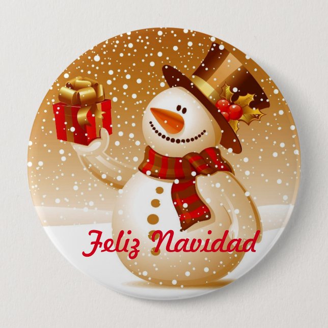 Badge Rond 10 Cm Pin Marionnette de neige (Devant)