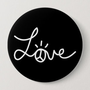 Badge Rond 10 Cm Pin noir d'amour