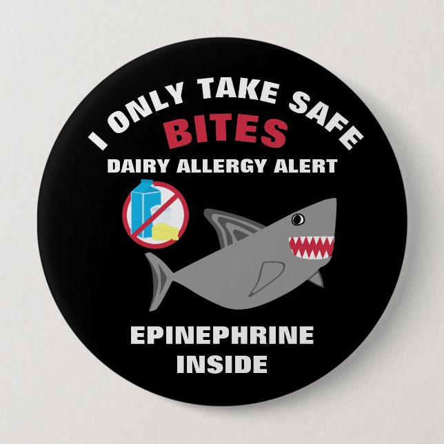 Badge Rond 10 Cm Pin personnalisé d'alerte d'allergie de laiterie (Devant)