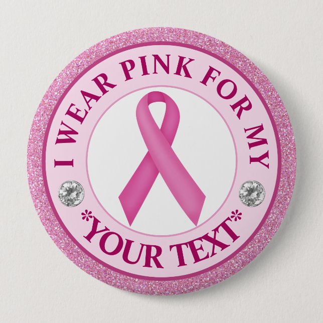 Badge Rond 10 Cm Pink Ribbon Breast Cancer Awareness Design (Devant)