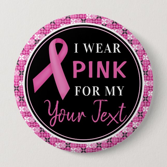 Badge Rond 10 Cm Pink Ribbon Breast Cancer Awareness Design (Devant)