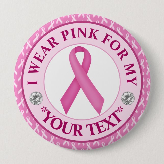 Badge Rond 10 Cm Pink Ribbon Breast Cancer Awareness Design (Devant)
